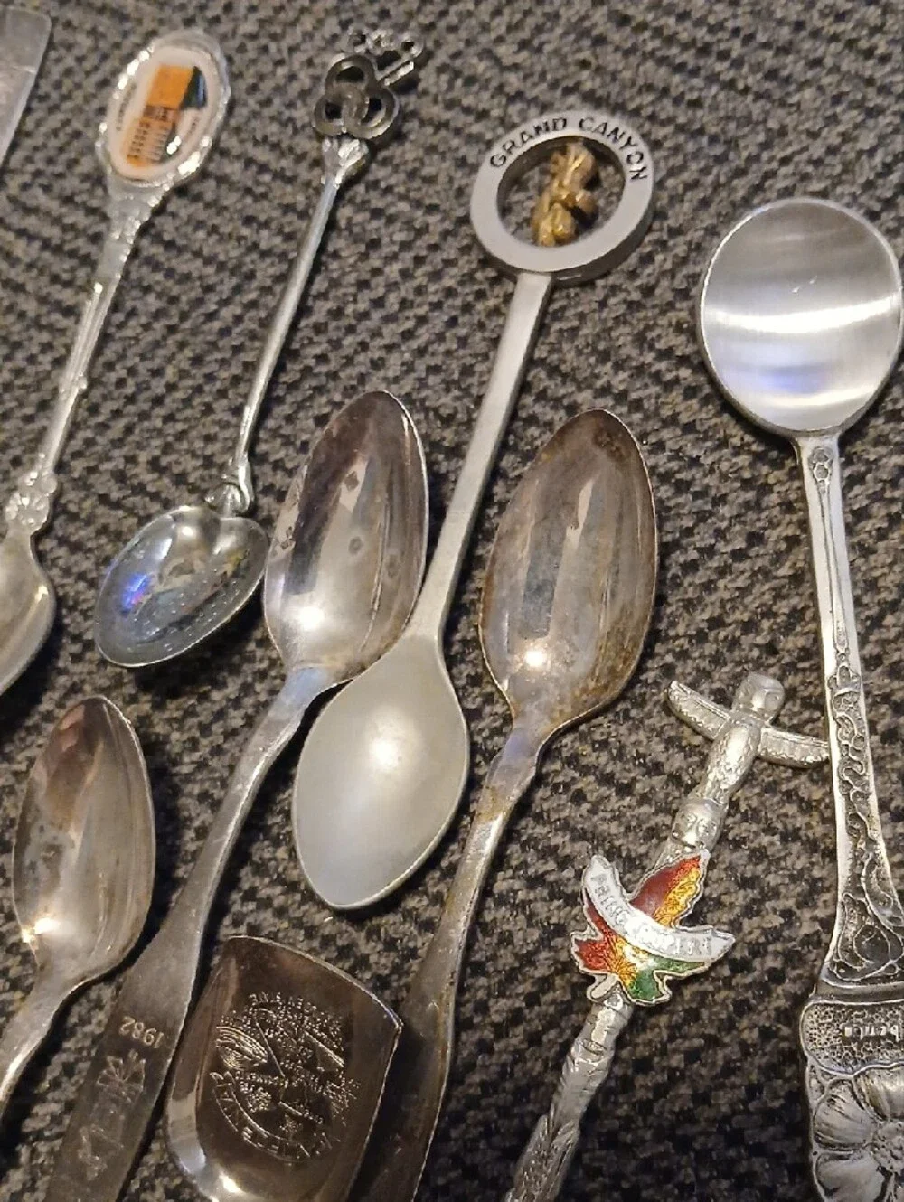 25 Assorted Souvenir Collectible Small Spoons - Mixed Silver & Gold Tones